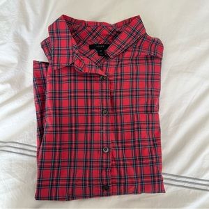 J. Crew Red Tartan Plaid Pop Over Shirt